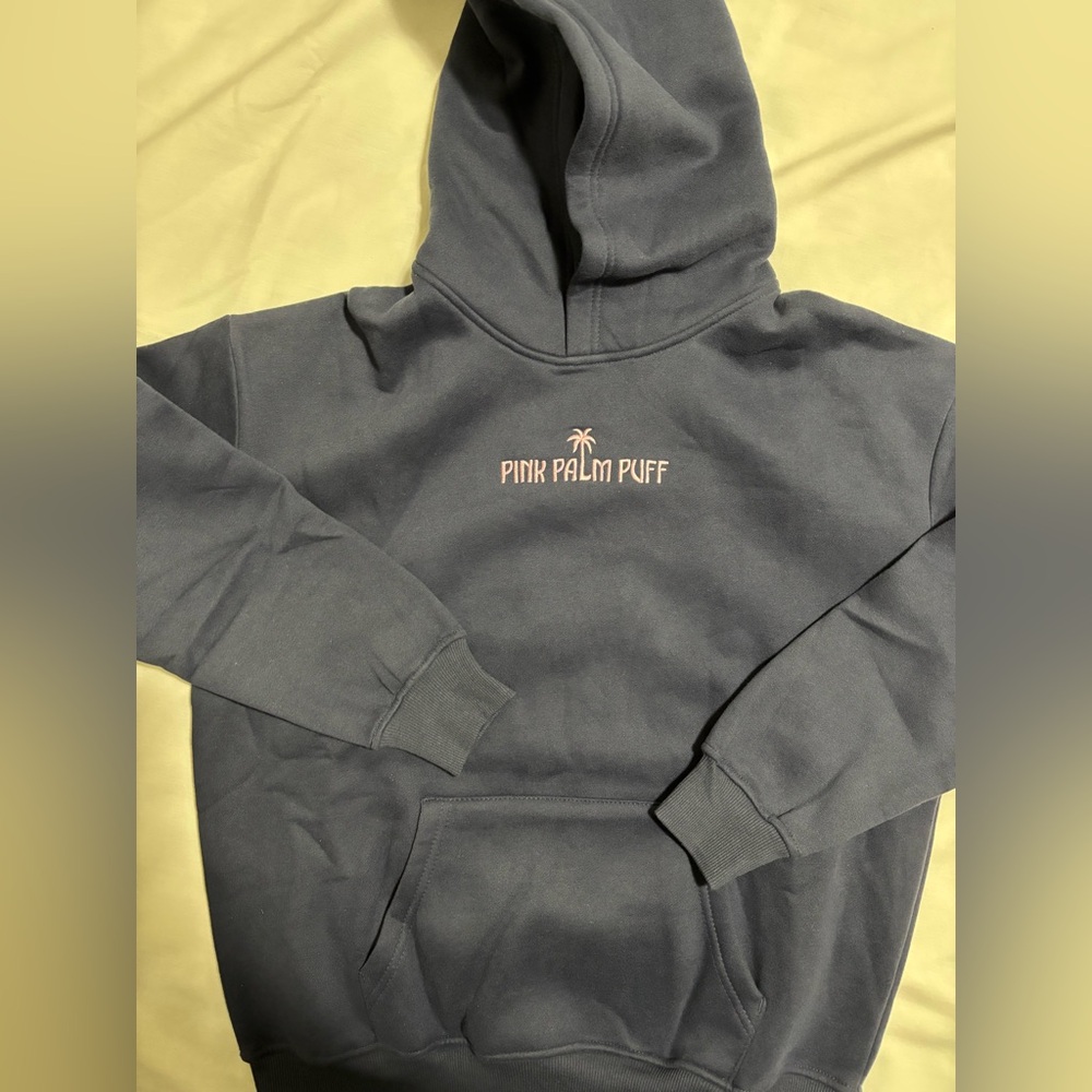 Pink Palm Puff hoodie size XS Navy blue